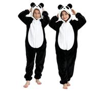 Kids Funny Panda Onesie Flannel Warm Soft Zip Up Hooded Halloween Jumpsuit | Boys Girls Winter Warm Cozy Soft One Piece Jumpsuit Loose Long Sleeve Cute Romper For Halloween Party