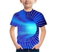 Kids Funny T-Shirts 3D Optical Illusions Printed Top Round Neck Short Sleeve Summer Tee Shirt for Boys and Girls