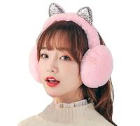 Kids Furry Winter Earmuffs Cute Cat Plush Faux Fur Earmuffs Girls Boys Soft Warm Fleece Cushioned Ear Warmers Earflaps Ears Protector Children Warm Ear Covers Xmas Gift Winter Birthday Gift