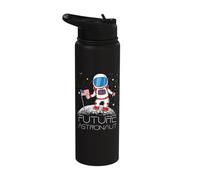 Kids Future Astronaut Man On The Moon Astronomy Gift Stainless Steel Insulated Water Bottle