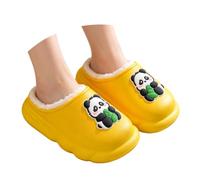 Kids Fuzzy Lined Slippers 3D Panda Graphic Memory Foam Indoor House Shoes