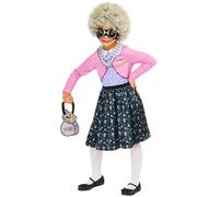 Kids Gangsta Granny Costume Book Week Dress Wig Bag Unisex Funny Halloween