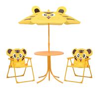 Kids' Garden Bistro Set with Umbrella - 2 Chairs & Table, Yellow