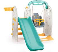 Dolu 4-in-1 Playground with Swing, Slide, Climbing Frame & Basketball Hoop - Green (2+ Years)