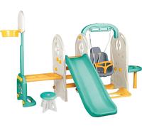 """DOLU 7-In-1 Kids Garden Playground Set, Indoor & Outdoor Playground Set Climbing Frame, Swing and Slide Set, Colorful Children Playset"""