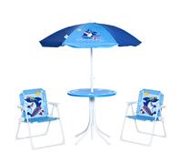 Kids Garden Set Metal Blue 4-Piece Foldable Shark Design 50H x 36.5Wcm w/ Table