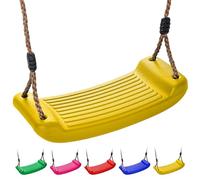 Kids Garden Swing Seat Replacement - Childrens Replacement Swing Seat with Adjustable Rope - Weather Resistant Plastic Outdoor Playground Accessory or Climbing Frame Accessories Yellow