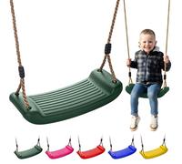 Kids Garden Swing Seat Replacement - Childrens Replacement Swing Seat with Adjustable Rope - Weather Resistant Plastic Outdoor Playground Accessory or Climbing Frame Accessories