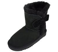 Kids Genuine Sheepskin Boot with Bow Design and Reinforced Heel by Bushga - Black - Adult 1
