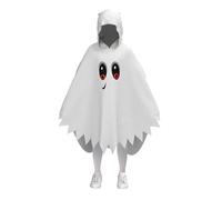 Kids Ghost Costume White Cape Halloween Ghost Hooded Cloak Boys Girls Fancy Party Cosplay Costume (White, 3-4 Years)