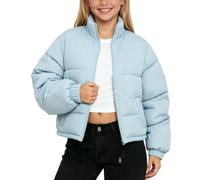 Kids Girl Down Jackets 2-15Years Winter Trendy Cropped Padded Jackets | Teens Zip Up Stand Collar Puffer Coat Solid Color Thick Thermal Parka Outwear Overcoat School Outwear