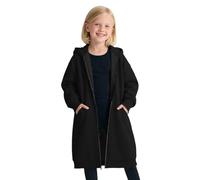 Kids Girl Sweater,Girls Long Sleeve Zip Up Fleece Hoodie Outerwear for Autumn Winter - Cozy Warm Lightweight Soft Everyday Outdoor Kids Jacket (Black, 8-10 Years)