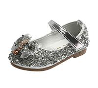 Kids Girls Ballerinas Shoes Sparkling Comfortable Flat Shoes for Girls School Wedding Shoe Toddler Baby Girl Glitter Sequin Princess Birthday Shoe (Silver, 11 Little Child)
