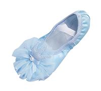 Kids Girls Ballerinas Sparkling and Comfortable Flat Shoes for Girls to Slip On Ballerina Princess Yoga Slippers for Dancing Split-Sole No-Tie (Blue, 11.5 Little Child)