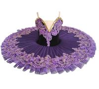 Kids Girls Ballet Tutu Dress, Swan Lake Dance Ballet Dress Ballerina Swan Lake Costume Party Dress Ballroom Children Dancewear,Purple,170