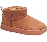 Kids Girls Beige or Black Faux Suede Ankle Boots with Faux Fur Lining (Camel, UK Footwear Size System, Big Kid, Women, Numeric, Medium, 1)