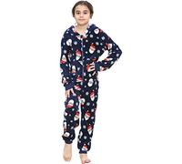 Kids Girls Boys A2Z Onesie One Piece Soft Fluffy - E.Soft Santa Navy 4-5