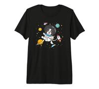 Kids Girls Boys Astronaut Space Tri Color Cavalier Dog Mom Premium T-Shirt