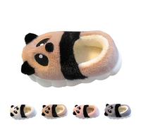Kids Girls Boys Cute Cartoon Animals Slippers Winter Warm Plush Anti-Slip Memory Foam Bedroom Children Home Shoes Size 5.5 B2_Panda_Coffee
