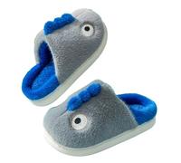 Kids Girls Boys Cute Cartoon Animals Slippers Winter Warm Plush Anti-Slip Memory Foam Bedroom Children Home Shoes Size 12.5 D1_Dino_Grey