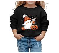 Kids Girls Boys Halloween Cute Pumpkin Ghost Sweatshirt Soft Fleece Round Neck Pullover Long Sleeve Shirts Jumper For Children 0-16 Years