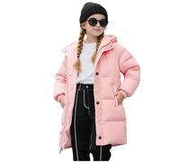 Kids Girls Boys Long Padded Coat - Hooded Winter Warm Puffer Jackets, Thicken Down Coats, Bodywarmer Parka, Peacoat, Quilted Loose Comfy Lightweight Overcoat, Button Pockets, School Walking Outwear