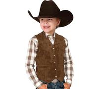 Kids Girls Boys Oktoberfest Outfit Western Cowboy Cowgirl Vest 1Pc Suede Leather Waistcoat Tops Sleeveless Tassel Jacket Open Front Bavarian Fancy Dress for Halloween Cosplay Carnival Party