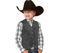 Kids Girls Boys Oktoberfest Outfit Western Cowboy Cowgirl Vest 1Pc Suede Leather Waistcoat Tops Sleeveless Tassel Jacket Open Front Bavarian Fancy Dress for Halloween Cosplay Carnival Party