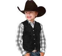 Kids Girls Boys Oktoberfest Outfit Western Cowboy Cowgirl Vest 1Pc Suede Leather Waistcoat Tops Sleeveless Tassel Jacket Open Front Bavarian Fancy Dress for Halloween Cosplay Carnival Party