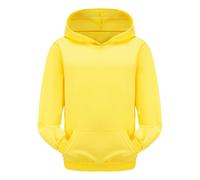 Kids Girls Boys Plain Sweatshirt Tie Dye Pullover Shirt Fleece Hooded Jumper PE School Warm Coats Long Sleeve Top New Casual Fashion for Childrens Unisex Yellow