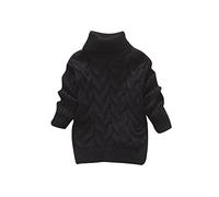 Kids Girls Boys Sweater Turtleneck Cable Knit Jumper Pullover Long Sleeve Solid Color Thick Warm Fall Sweater Tops Cute Casual Fleece Christmas Knitted Pullover (Black, 6-7 Years)