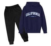 Kids Girls Boys Tracksuit Fashion Sweatshirt and Pants Long Sleeve Unisex Casual Fleece Hooded Zip Up Gaming Gifts for Track Suit Y2K Activewear Navy