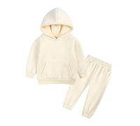 Kids Girls Boys Tracksuit Hoodie and Loose Sweatpants Bottom Outwear Designer's Contrast Panelled Cotton Track Suit Jogging Set Hoodies Trousers 2Pc Outfits Y2K Activewear Beige