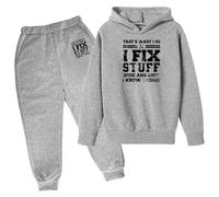 Kids Girls Boys Tracksuit Hoodie Trousers 2Pcs Long Sleeve Pullover Relaxed Fit, Machine Wash Cotton Track Suit Jogging Set Gaming Gifts for Casual Jumper and Joggers Grey