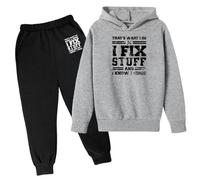 Kids Girls Boys Tracksuit Hoodie Trousers 2Pcs Long Sleeve Pullover Relaxed Fit, Machine Wash Cotton Track Suit Jogging Set Gaming Gifts for Casual Jumper and Joggers Dark Gray