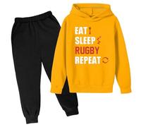 Kids Girls Boys Tracksuit Hoodie Trousers 2Pcs Sweatshirt Long Sleeve Unisex Casual Sportswear Clothing Joggers Jogging Suit Track Y2K Activewear Yellow