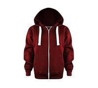 Kids Girls & Boys Unisex Plain Fleece Hoodie Zip Up Style Zipper Age 5-13 Years (13-14 Years, Wine)