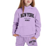 Kids Girls Boys Unisex Plain Tracksuit Boys Clothes Sets Kids 2-Pieces Spring Fall Clothing Hooded Sweat Hoodie Bottom Basketball Outfits for Daily Casual Sporting Suits for Everyday Purple