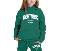 Kids Girls Boys Unisex Plain Tracksuit Boys Clothes Sets Kids 2-Pieces Spring Fall Clothing Hooded Sweat Hoodie Bottom Basketball Outfits for Daily Casual Sporting Suits for Everyday Dark Green