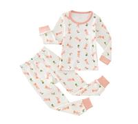 Kids Girls Bunny Pajamas Set Long Sleeve Cotton Sleepwear Loungewear Pjs Pullover Tops+Pants Easter Outfits Cotton Long Sleeve Pj's (White, 1-2 Years)