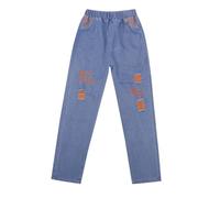Kids Girls Casual Jeans Elastic Waist Denim Pants Spring Fall Trousers Toddler Girl Tights 2t (Orange, 11-13 Years)