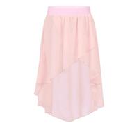 Kids Girls Chiffon Skirt For Ballet Jazz Dance Studio Practice Performance Costume High-Low Elastic Waistband Lyrical Dancewear For Women(Pink,16)