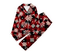 Kids Girls Christmas Silk Satin Pyjamas Silk Button Down Check Pjs Long Sleeves Collar Tops Trousers 2 Piece Teen Girls Fall Winter Casual Loungewear Sleepwear Clothes Age 3-14 (Red, 13-14 Years)