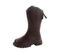 Kids Girls Cowboy Boots Girl Princess Knee High Winter Warm Fashion Shoes Wide Calf Zip Up Long Boots Western Shoes (Brown, 10 Little child)