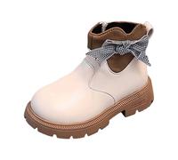 Kids Girls Cowboy Boots Mid-Low with Zipper Casual Flat Bottom Comfort School Cowboy Boots Elegant Warm and Breathable Snow Shoes for Autumn and Winter Outdoor Footwear (White, 12.5 Little Child)