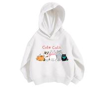 Kids Girls Cute Graphic Hooded Shirt Casual Cartoon Animals Print Pullover Shirt Fleece Hoodie Tracksuit Loose Preppy Y2K New Casual Fashion Fall Winter Sweatshirt for Childrens (White, 2-3 Years)