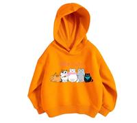 Kids Girls Cute Graphic Hooded Shirt Casual Cartoon Animals Print Pullover Shirt Fleece Hoodie Tracksuit Loose Preppy Y2K New Casual Fashion Fall Winter Sweatshirt for Childrens (Orange, 2-3 Years)