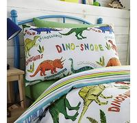 Kids Girls Dinosaur Park Jurassic Pink T-Rex Dino White Reversible Pair Of Pillow Cases
