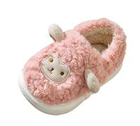 Kids Girls Fleece House Slippers Cute Animals Sheep Plush Home Shoes Autumn Winter Indoor Warm Fuzzy Slip On Bedroom Sliders Flat Soft Sole Slides (2-Pink, 9.5 Little Child)
