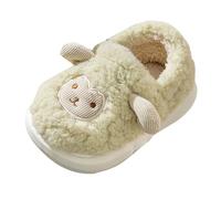 Kids Girls Fleece House Slippers Cute Animals Sheep Plush Home Shoes Autumn Winter Indoor Warm Fuzzy Slip On Bedroom Sliders Flat Soft Sole Slides Cute Slipper Girl (2-Green, 1 Big Kids)